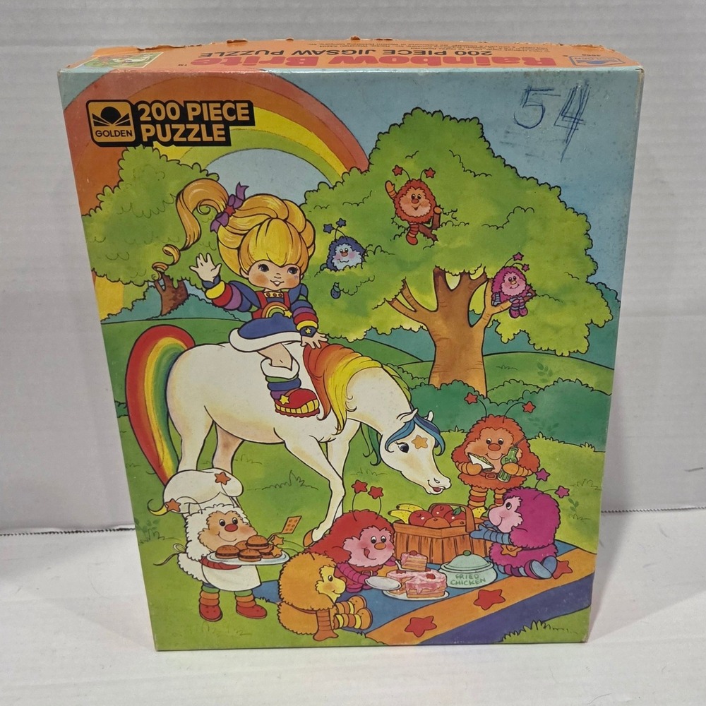 Vintage Golden Rainbow Brite 200 Piece Jigsaw Puzzle Starlite Sprites Picnic